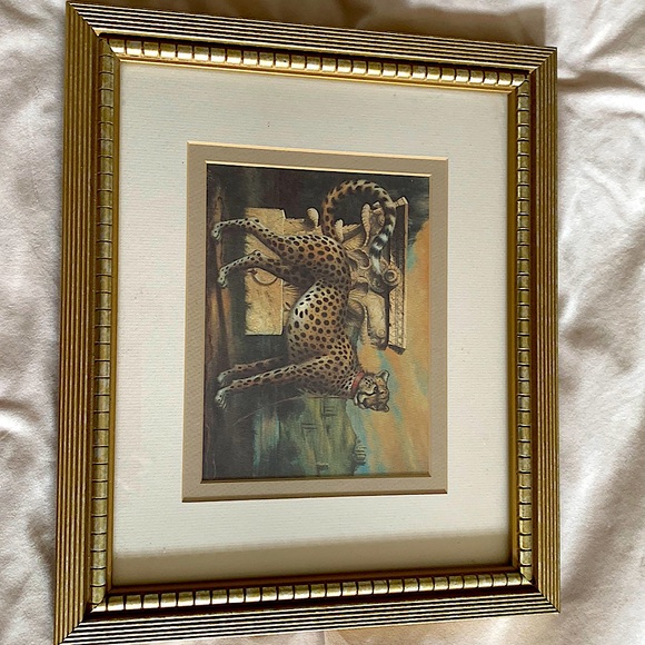 2 prints - Cheetah 🐆 print framed and double matted, old rose, Dbl matted - Picture 1 of 10